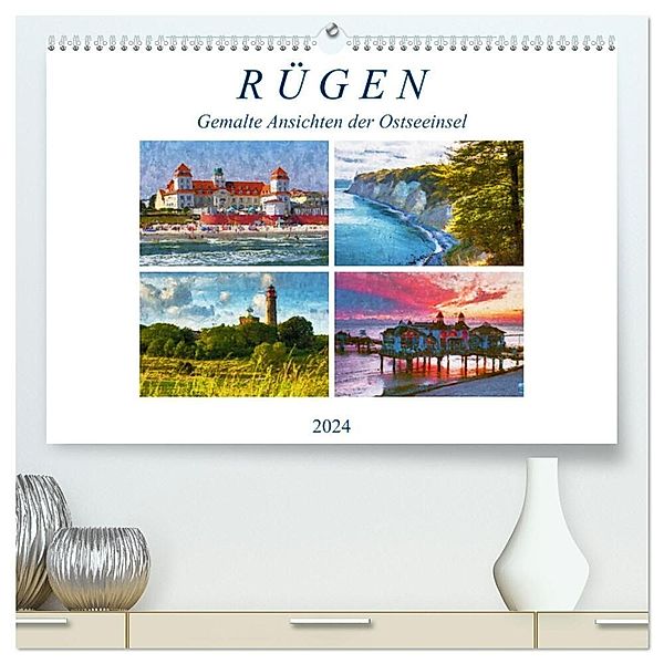 Rügen - Gemalte Ansichten der Ostseeinsel (hochwertiger Premium Wandkalender 2024 DIN A2 quer), Kunstdruck in Hochglanz, Anja Frost