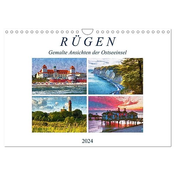 Rügen - Gemalte Ansichten der Ostseeinsel (Wandkalender 2024 DIN A4 quer), CALVENDO Monatskalender, Anja Frost