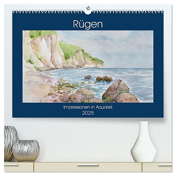 Rügen Impressionen in Aquarell (hochwertiger Premium Wandkalender 2025 DIN A2 quer), Kunstdruck in Hochglanz, Calvendo, Sylwia Mesch