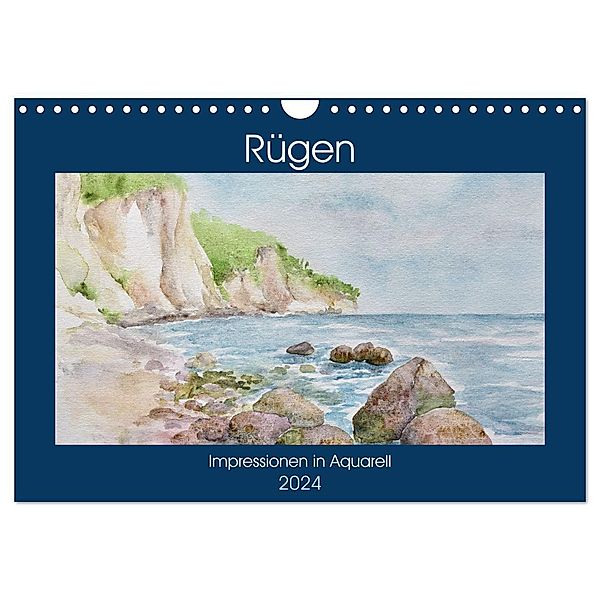 Rügen Impressionen in Aquarell (Wandkalender 2024 DIN A4 quer), CALVENDO Monatskalender, Sylwia Mesch