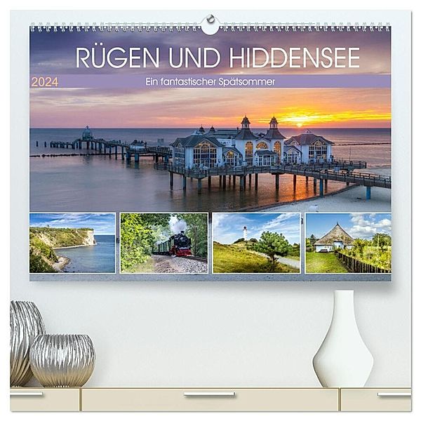 RÜGEN UND HIDDENSEE Ein fantastischer Spätsommer (hochwertiger Premium Wandkalender 2024 DIN A2 quer), Kunstdruck in Hochglanz, Melanie Viola