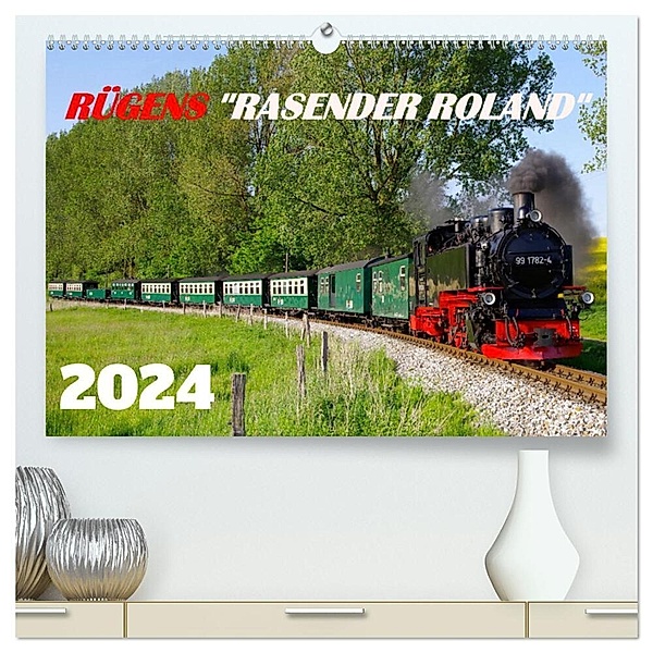 Rügens rasender Roland (hochwertiger Premium Wandkalender 2024 DIN A2 quer), Kunstdruck in Hochglanz, Werner Prescher