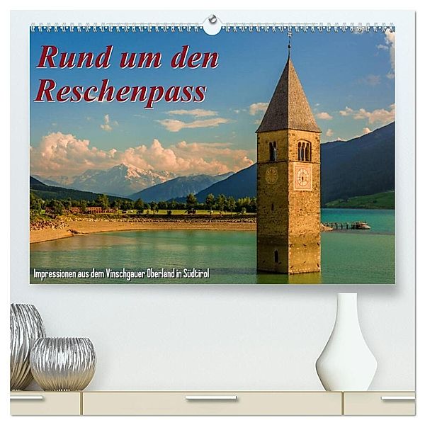 Rund um den Reschenpass (hochwertiger Premium Wandkalender 2024 DIN A2 quer), Kunstdruck in Hochglanz, Marcel Wenk