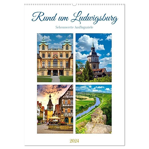 Rund um Ludwigsburg (Wandkalender 2024 DIN A2 hoch), CALVENDO Monatskalender, Klaus-Peter Huschka