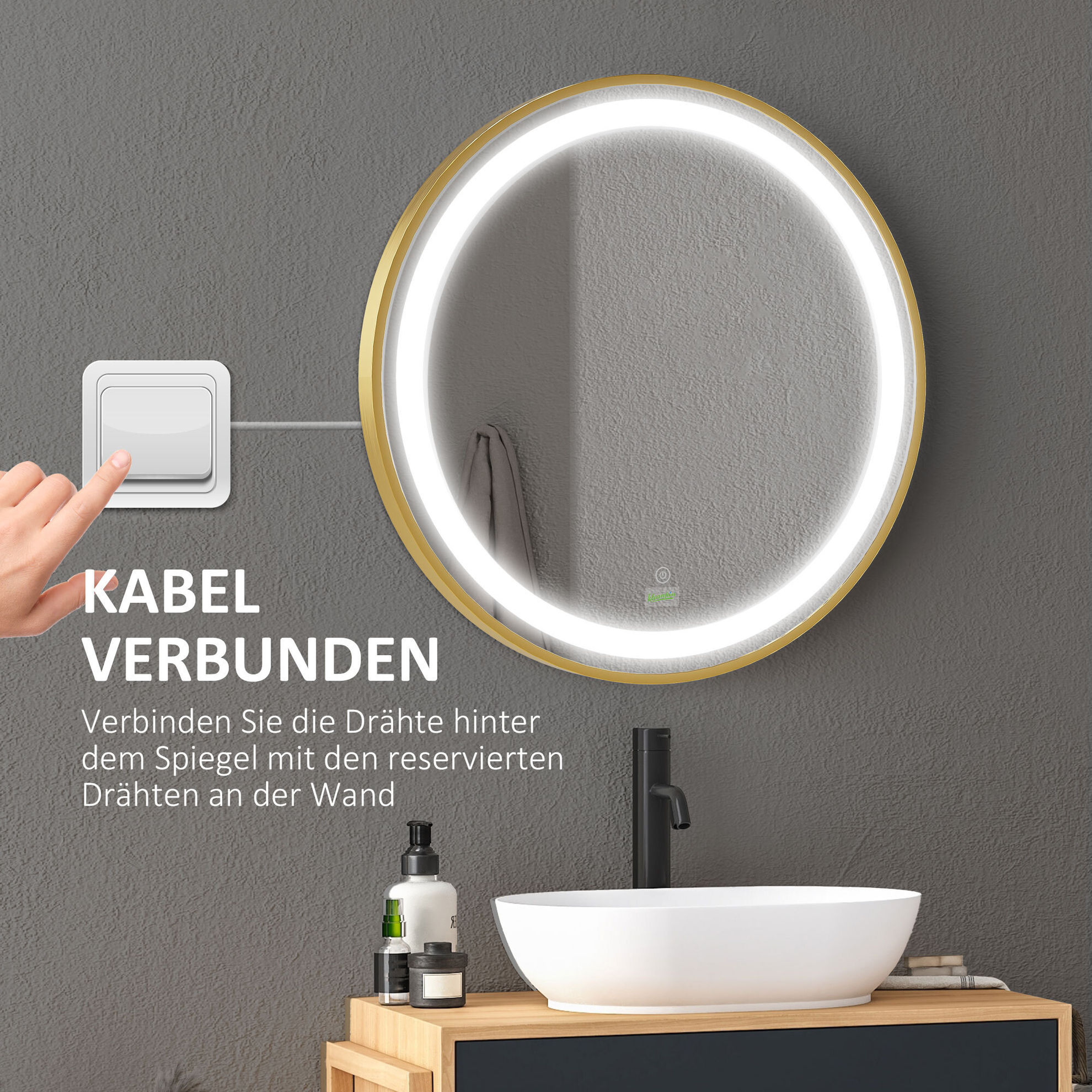 Runder Badspiegel mit LED Beleuchtung gold Farbe: gold | Weltbild.de