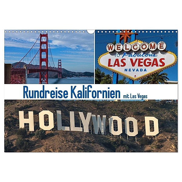 Rundreise Kalifornien mit Las Vegas (Wandkalender 2024 DIN A3 quer), CALVENDO Monatskalender, Gerd Fischer