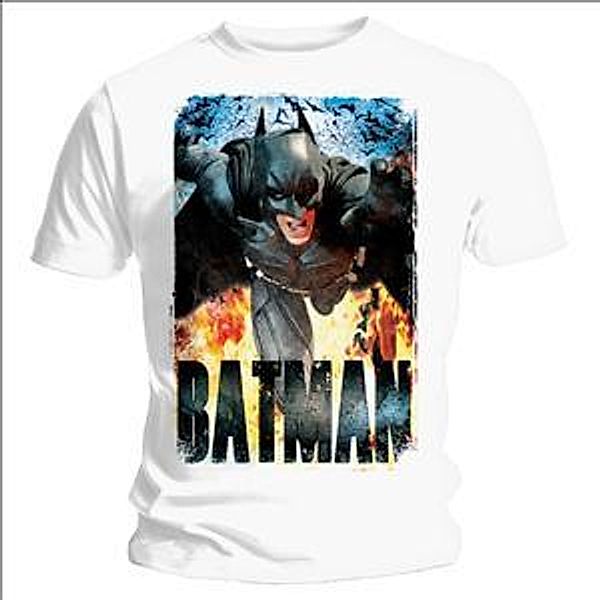 Running Flames T-Shirt (Wht) (, Batman-the Dark Knight Rises