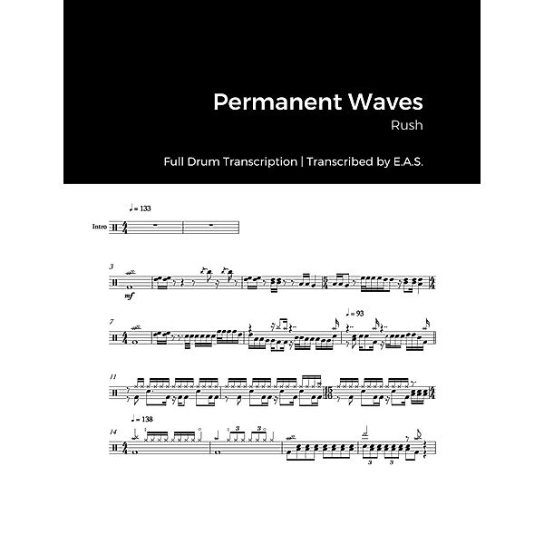 Rush - Permanent Waves (Full Album Drum Transcriptions) / Full Album Drum Transcriptions, Evan Aria Serenity