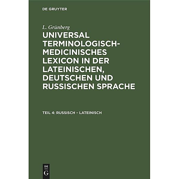 Russisch - Lateinisch, L. Grünberg