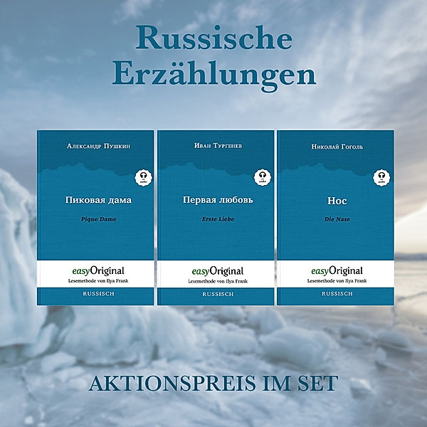 Russische Erzählungen (Bücher + 3 MP3 Audio-CDs) - Lesemethode von Ilya Frank, m. 3 Audio-CD, m. 3 Audio, m. 3 Audio, 3 Teile, Nikolai Wassiljewitsch Gogol, Alexander Puschkin, Iwan Turgenew