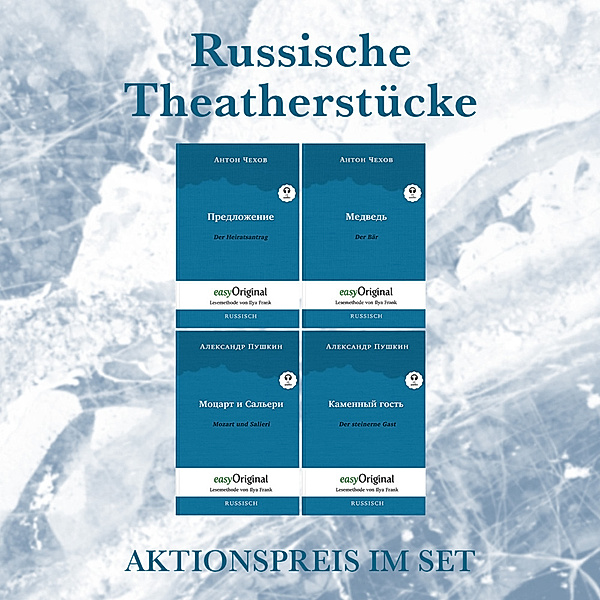 Russische Theaterstücke (Bücher + 4 Audio-CDs) - Lesemethode von Ilya Frank, m. 4 Audio-CD, m. 4 Audio, m. 4 Audio, 4 Teile, Anton Pawlowitsch Tschechow, Alexander Puschkin