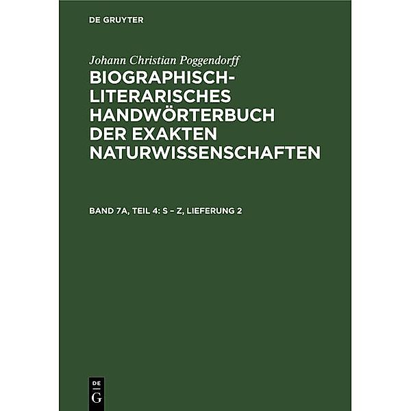 S - Z, Lieferung 2, Johann Christian Poggendorff