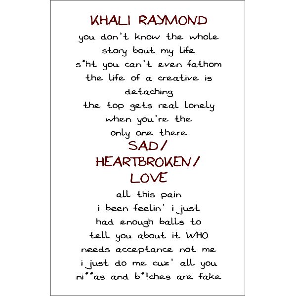 Sad/Heartbroken/Love / Khali Raymond, Khali Raymond