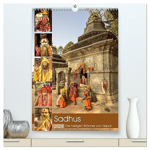Sadhus - Die heiligen Männer von Nepal (hochwertiger Premium Wandkalender 2024 DIN A2 hoch), Kunstdruck in Hochglanz, Steffen Wenske