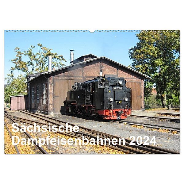 Sächsische Dampfeisenbahnen 2024 (Wandkalender 2024 DIN A2 quer), CALVENDO Monatskalender, Markus Pfetzing