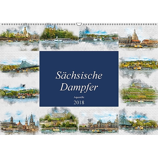 Sächsische Dampfer Aquarelle (Wandkalender 2018 DIN A2 quer), Dirk Meutzner