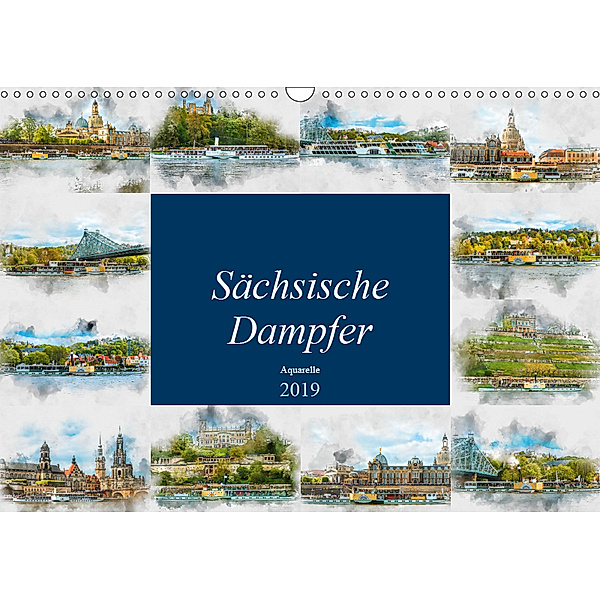 Sächsische Dampfer Aquarelle (Wandkalender 2019 DIN A3 quer), Dirk Meutzner