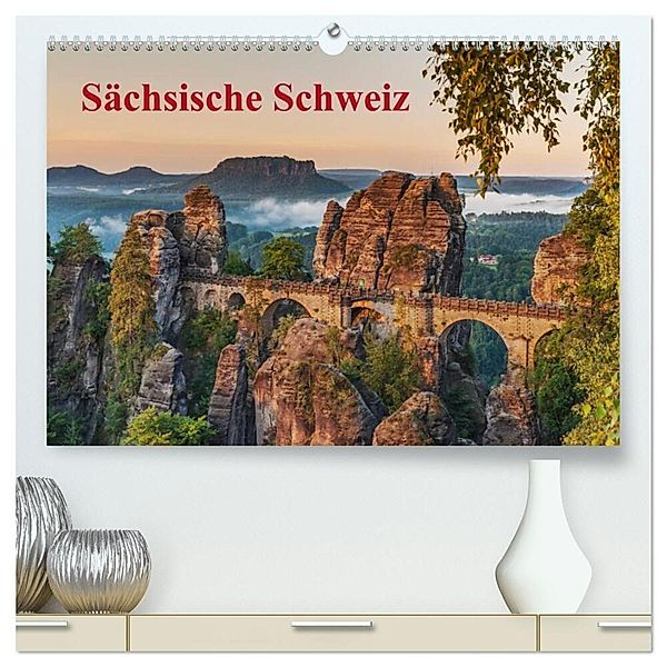 Sächsische Schweiz / CH-Version (hochwertiger Premium Wandkalender 2024 DIN A2 quer), Kunstdruck in Hochglanz, Gunter Kirsch