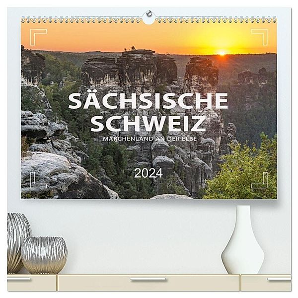 SÄCHSISCHE SCHWEIZ - Märchenland an der Elbe (hochwertiger Premium Wandkalender 2024 DIN A2 quer), Kunstdruck in Hochglanz, Mario Weigt
