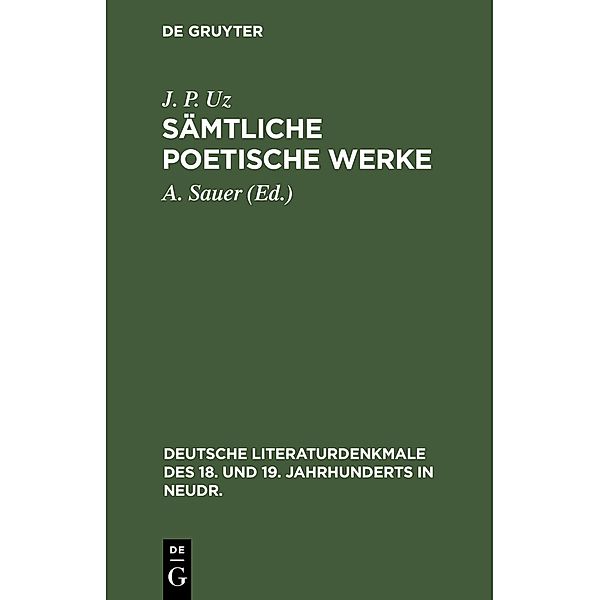 Sämtliche poetische Werke, J. P. Uz