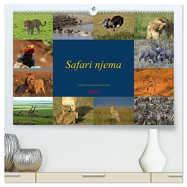 Safari njema - Safari Impressionen Kenia (hochwertiger Premium Wandkalender 2024 DIN A2 quer), Kunstdruck in Hochglanz, Susan Michel