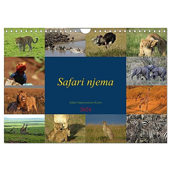 Safari njema - Safari Impressionen Kenia (Wandkalender 2024 DIN A4 quer), CALVENDO Monatskalender, Susan Michel