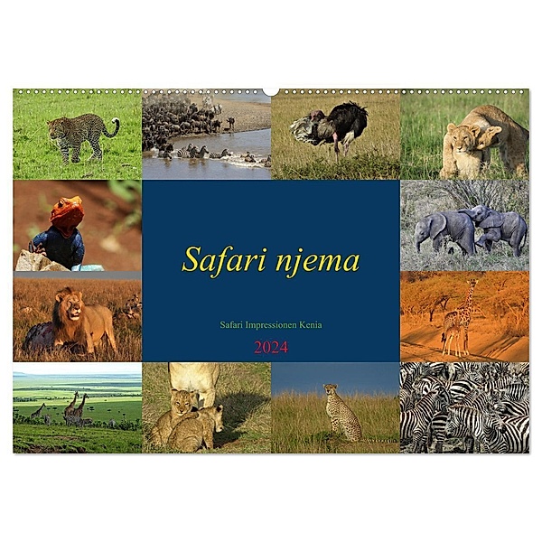 Safari njema - Safari Impressionen Kenia (Wandkalender 2024 DIN A2 quer), CALVENDO Monatskalender, Susan Michel