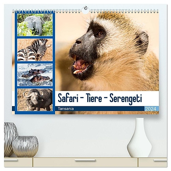 Safari - Tiere - Serengeti (hochwertiger Premium Wandkalender 2024 DIN A2 quer), Kunstdruck in Hochglanz, Sabine Reuke