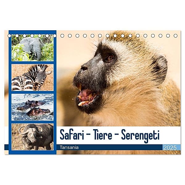 Safari - Tiere - Serengeti (Tischkalender 2025 DIN A5 quer), CALVENDO Monatskalender, Calvendo, Sabine Reuke