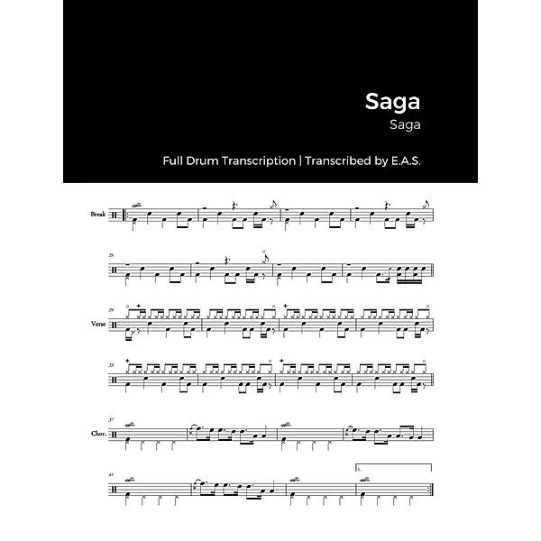 Saga - Saga (Full Album Drum Transcriptions) / Full Album Drum Transcriptions, Evan Aria Serenity