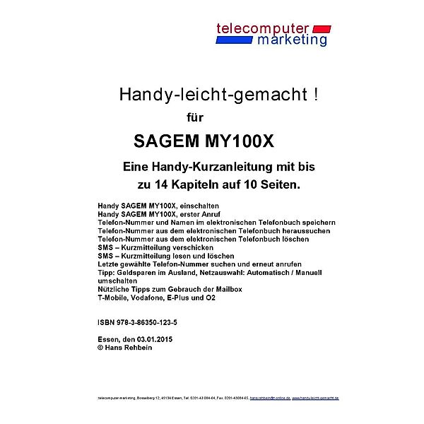 Sagem MY100X-leicht-gemacht, Hans Rehbein