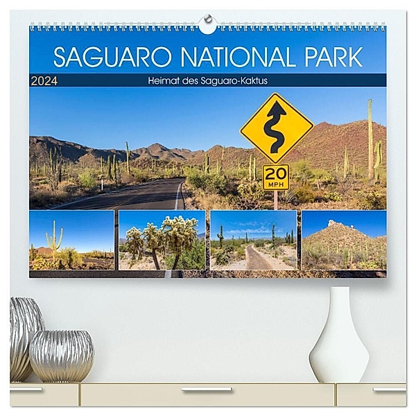 SAGUARO NATIONAL PARK Heimat des Saguaro-Kaktus (hochwertiger Premium Wandkalender 2024 DIN A2 quer), Kunstdruck in Hochglanz, Melanie Viola
