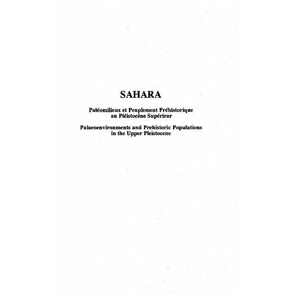 Sahara - Paleomilieux et peuplement prehistorique au paleistocene superieur / Hors-collection, Collectif