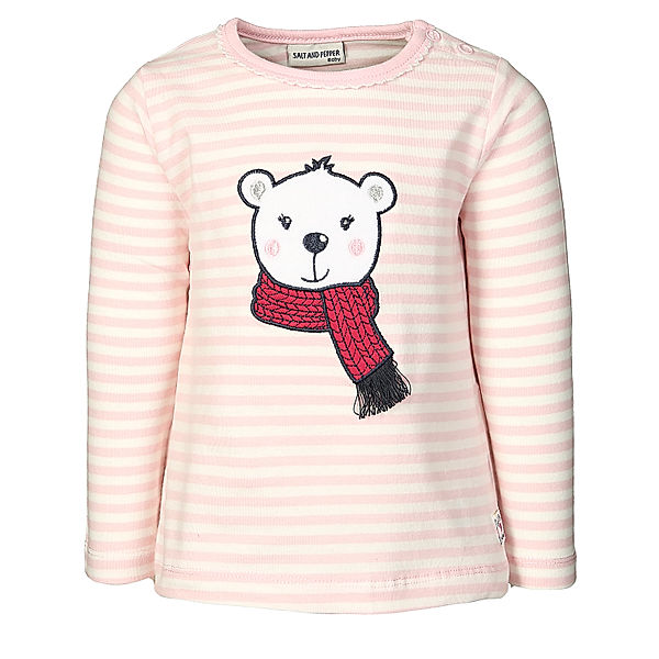 Salt & Pepper Salt & Pepper Langarmshirt Cosy Bear, rosa/weiß gestreift (Größe: 92)