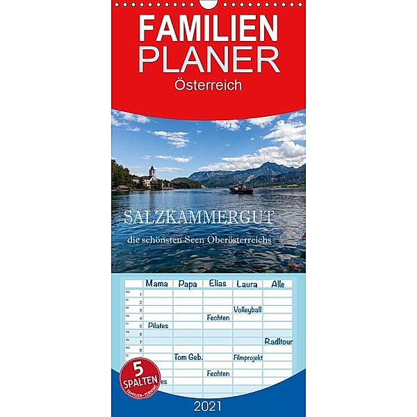 Salzkammergut - Die schönsten Seen Oberösterreichs - Familienplaner hoch (Wandkalender 2021 , 21 cm x 45 cm, hoch), Hans Pfleger