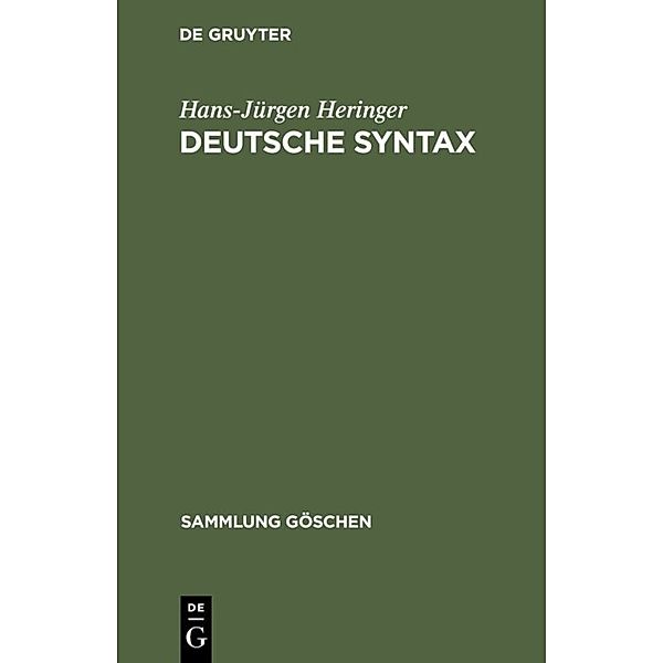 Sammlung Göschen / 1246/1246A / Deutsche Syntax, Hans Jürgen Heringer