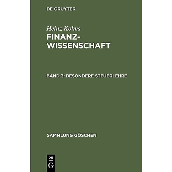 Sammlung Göschen / 776/776A / Besondere Steuerlehre, Heinz Kolms
