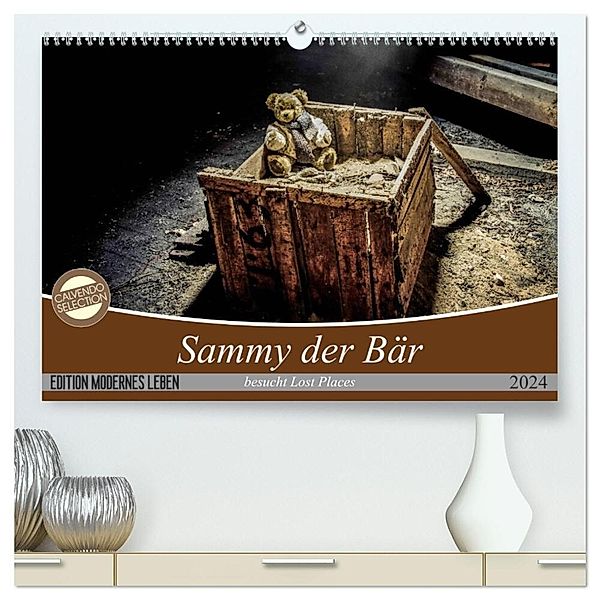 Sammy der Bär besucht Lost Places (hochwertiger Premium Wandkalender 2024 DIN A2 quer), Kunstdruck in Hochglanz, Schnellewelten