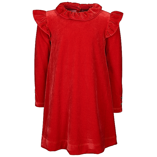 Petit Bateau Samt-Kleid FESTIVE mit Rüschenkragen in rot