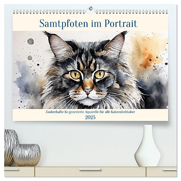 Samtpfoten im Portrait (hochwertiger Premium Wandkalender 2025 DIN A2 quer), Kunstdruck in Hochglanz, Calvendo, Claudia Kleemann