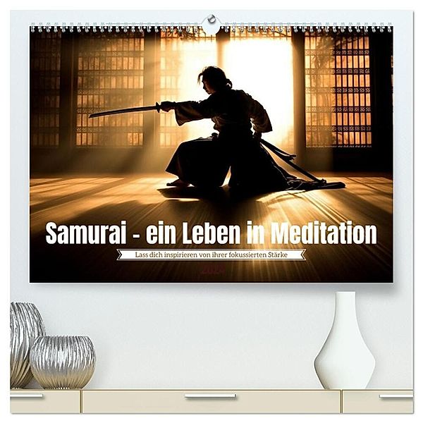 Samurai - ein Leben in Meditation (hochwertiger Premium Wandkalender 2024 DIN A2 quer), Kunstdruck in Hochglanz, Kerstin Waurick