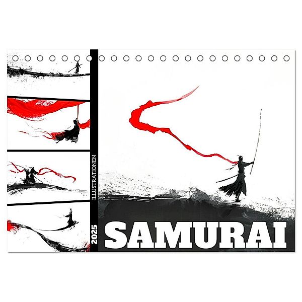 Samurai Illustrationen (Tischkalender 2025 DIN A5 quer), CALVENDO Monatskalender, Calvendo, Dirk Meutzner