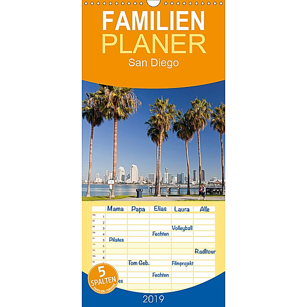 San Diego - Familienplaner hoch (Wandkalender 2019 , 21 cm x 45 cm, hoch), Peter Schickert