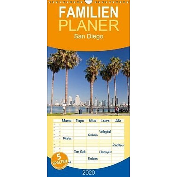San Diego - Familienplaner hoch (Wandkalender 2020 , 21 cm x 45 cm, hoch), Peter Schickert