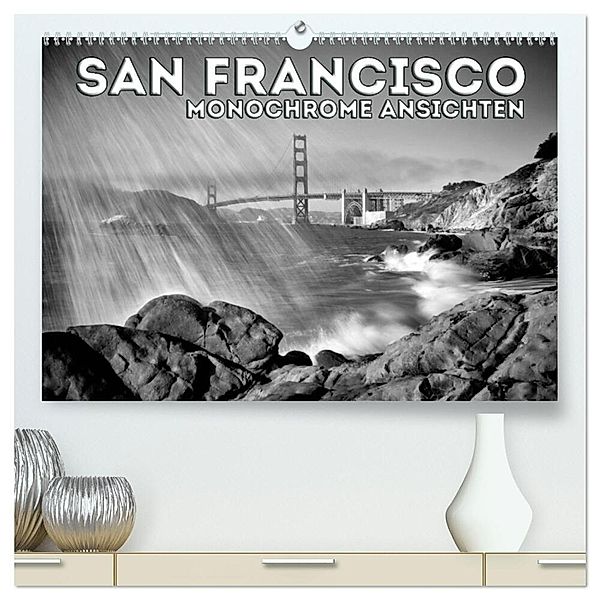 SAN FRANCISCO Monochrome Ansichten (hochwertiger Premium Wandkalender 2024 DIN A2 quer), Kunstdruck in Hochglanz, Melanie Viola