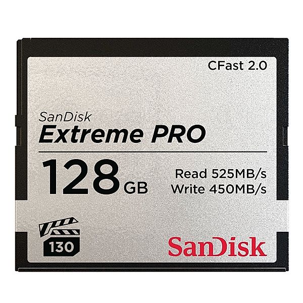 SanDisk CFast Extreme Pro 2.0 128GB, VPG 130, 525MB/Sec