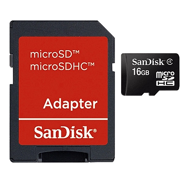 SanDisk microSDHC 16GB Class 4 + SD Adapter Foto