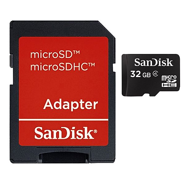 SanDisk microSDHC 32GB Class 4 + SD Adapter Foto