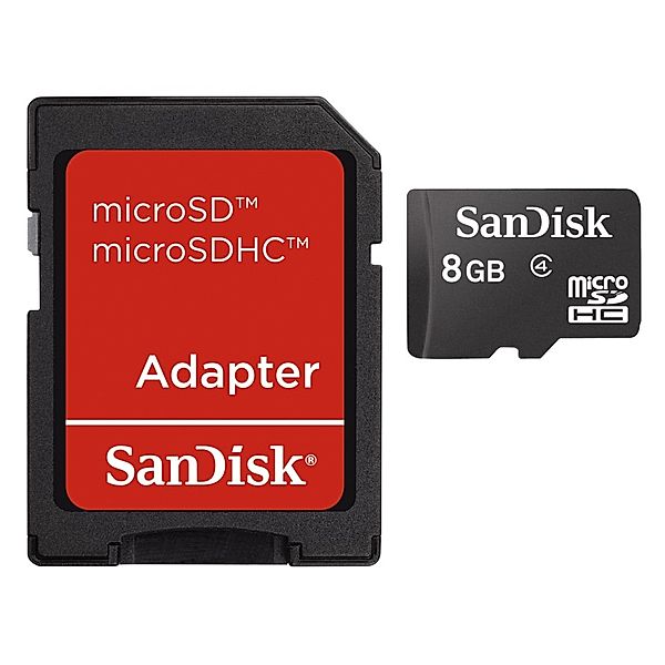 SanDisk microSDHC 8GB Class 4 + SD Adapter Mobile