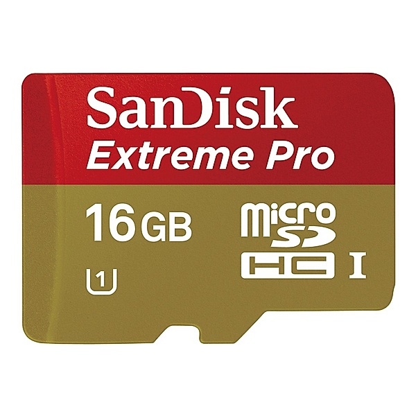 SanDisk microSDHC Extreme Pro 16GB, UHS Speed Class 3, UHS-I, 95MB/Sec, + Adapter